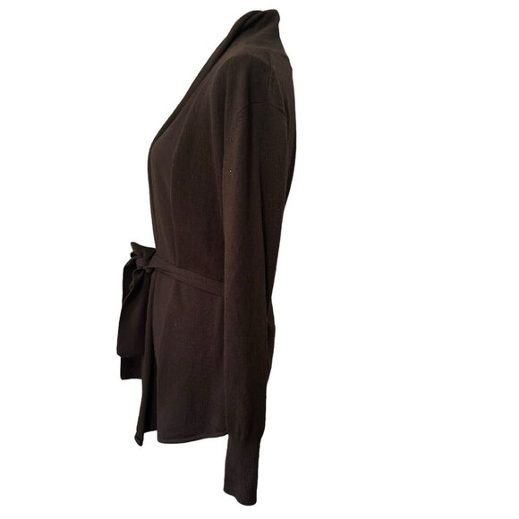 Merona‎ Target Brown 100% Wool Cardigan Sweater With Belt Small - Picture 2 of 5